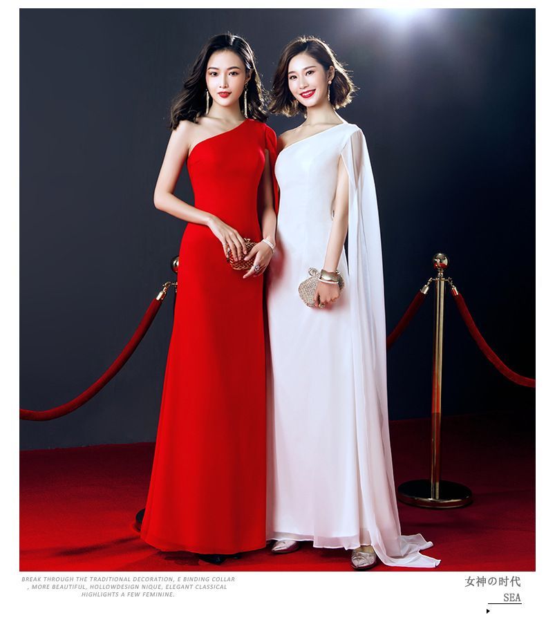 A-Line Cape-Sleeve Evening Gown