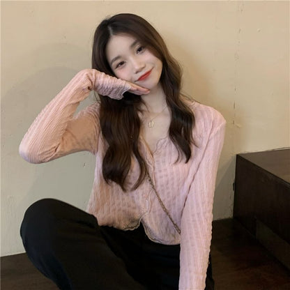 Cropped Lace-Trimmed Blouse