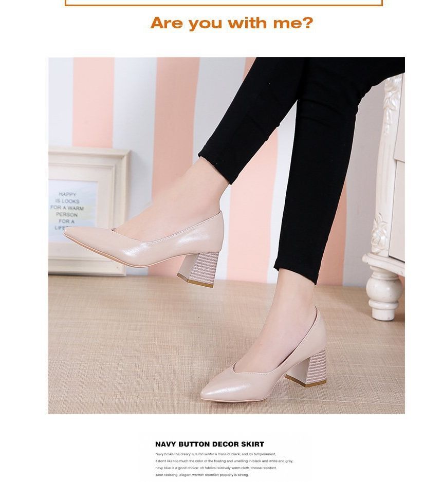 Pointy-Toe Chunky-Heel Pumps