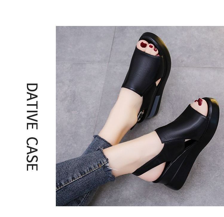 Peep-Toe Slingback Platform Wedge-Heel Sandals