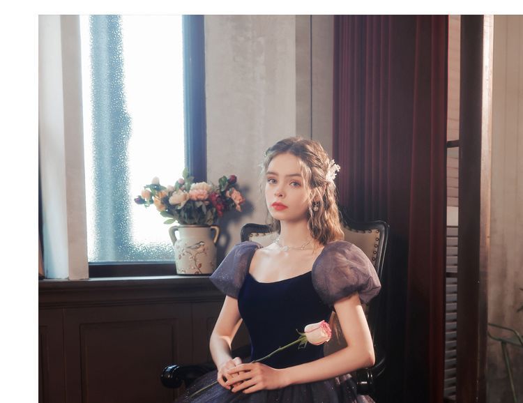 Evening Short-Sleeve Mesh Gown Glitter