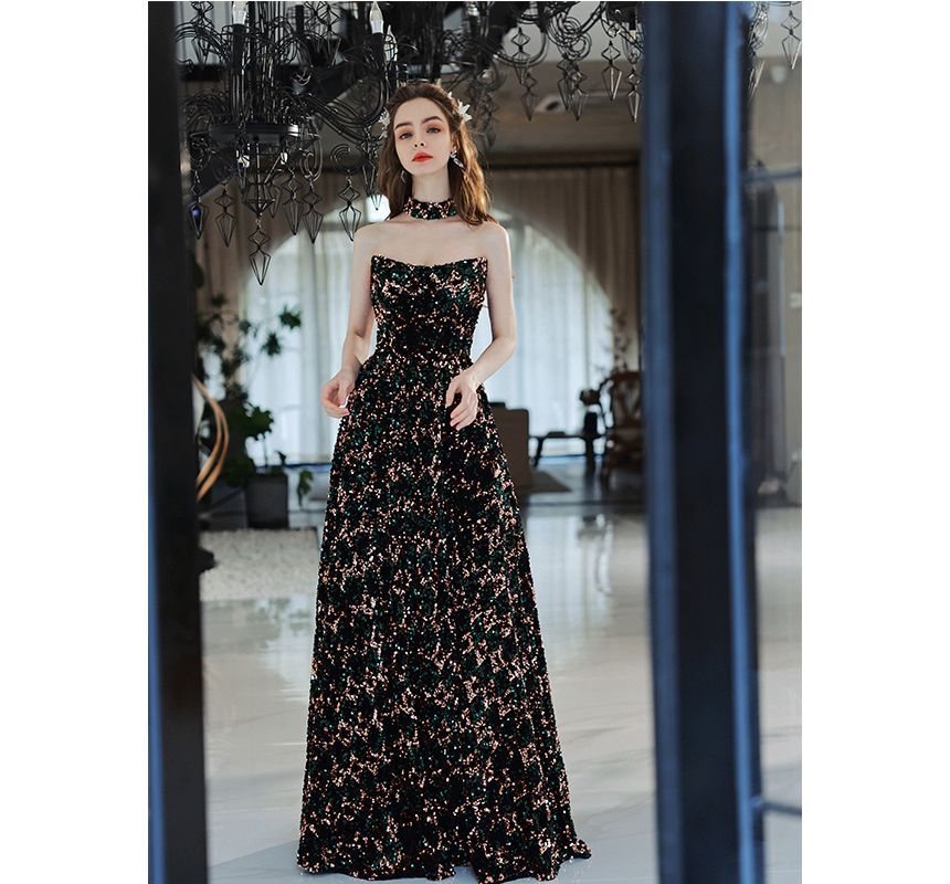 Evening Gown Strapless Sequin