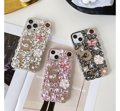 Numerical  Faux Crystal Phone Case