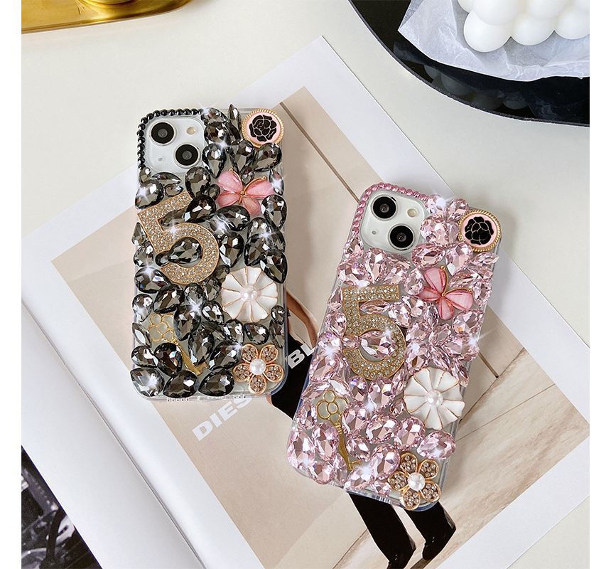 Numerical  Faux Crystal Phone Case