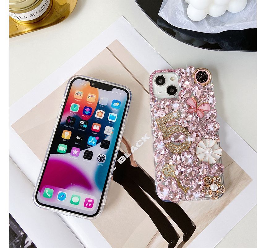 Numerical  Faux Crystal Phone Case