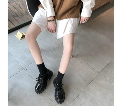 Lace-Up Platform Patent Shoes