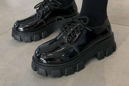 Lace-Up Platform Patent Shoes