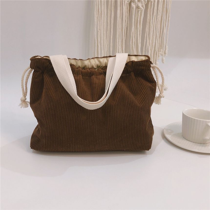 Ribbed Drawstring Lunch Bag