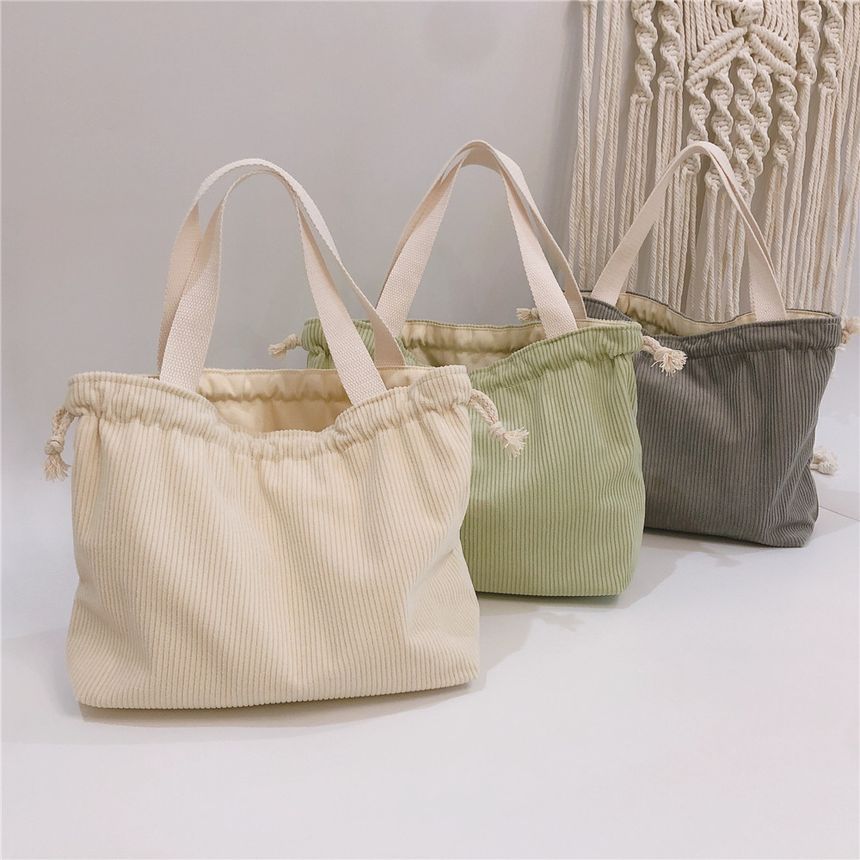 Ribbed Drawstring Lunch Bag