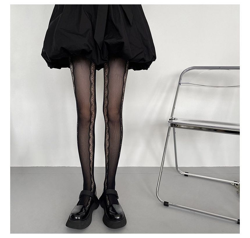 Lace Trim Sheer Tights