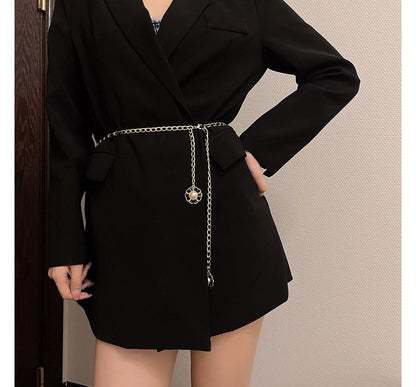 Floral Pearl Belt Faux Chain