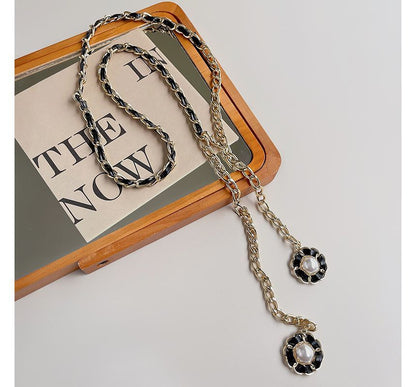 Floral Pearl Belt Faux Chain