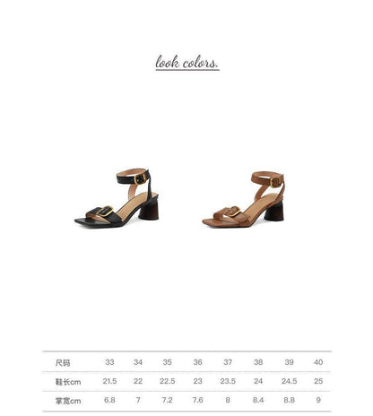Round Heel Buckled Sandals