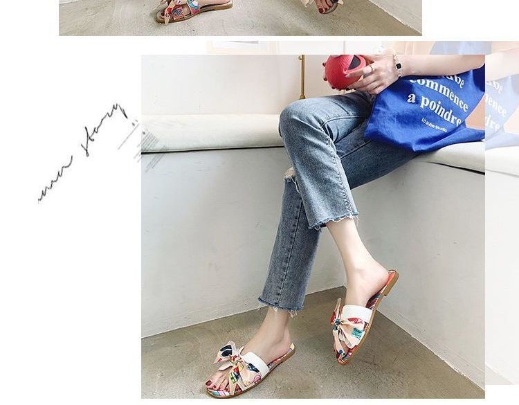 Ribbon Flat Slide Sandals