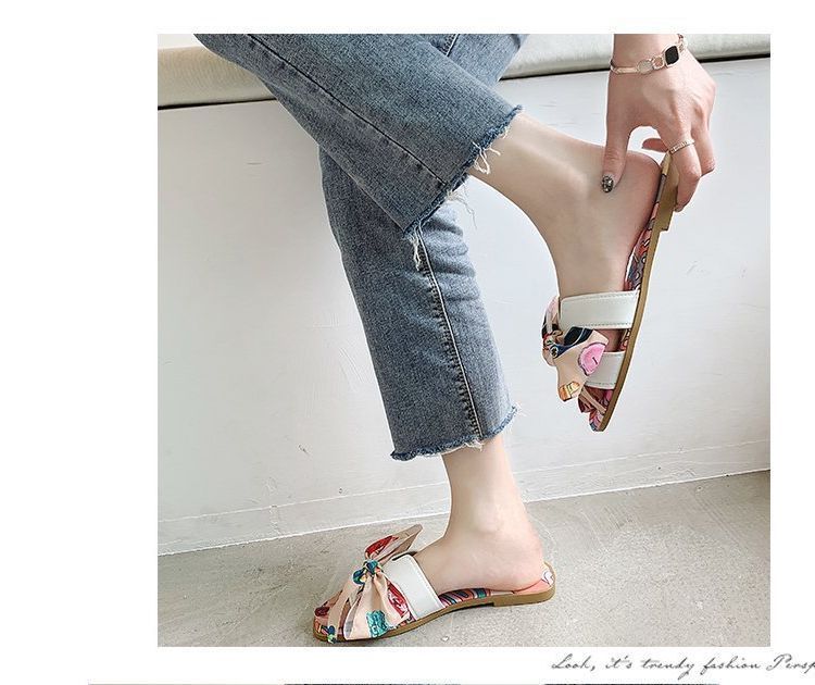 Ribbon Flat Slide Sandals
