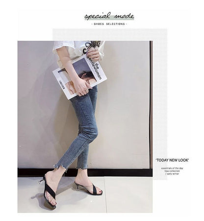 PVC Panel Chunky-Heel Slide Sandals