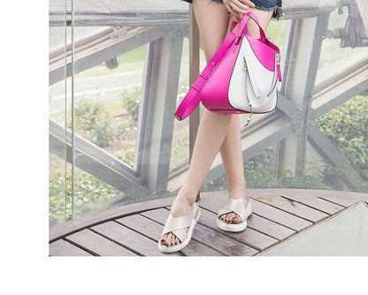 Crisscross Platform Slide Sandals