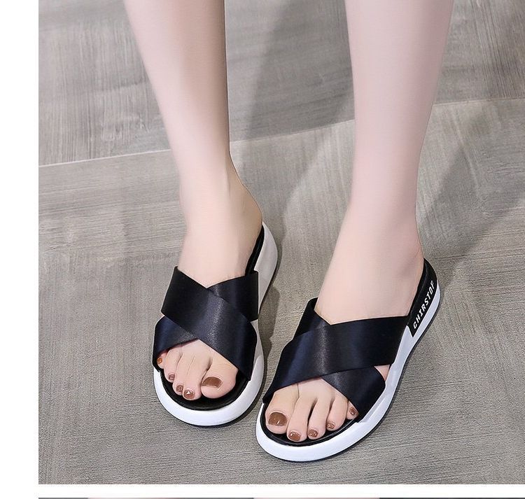 Crisscross Platform Slide Sandals