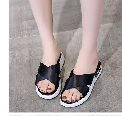 Crisscross Platform Slide Sandals