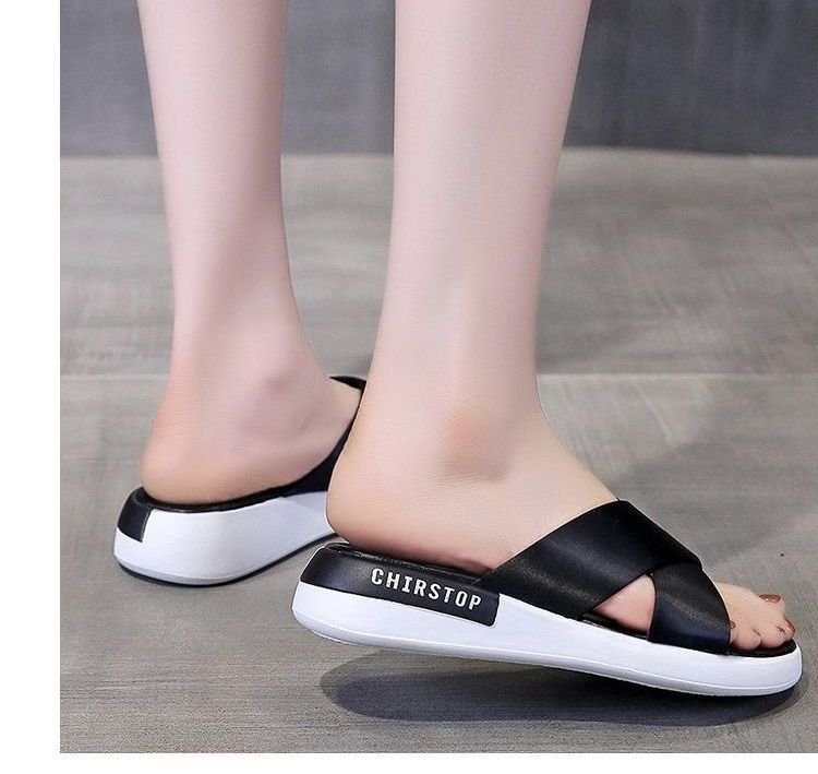 Crisscross Platform Slide Sandals