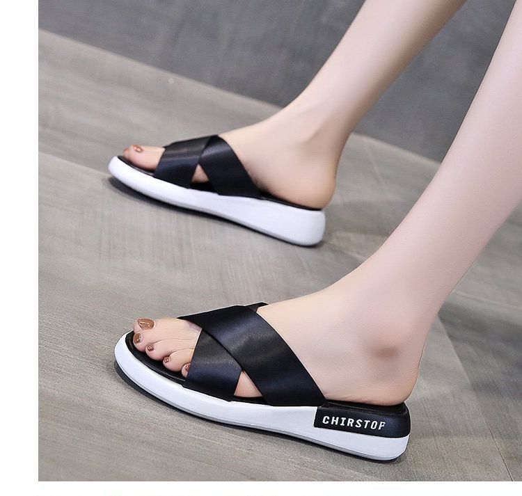 Crisscross Platform Slide Sandals