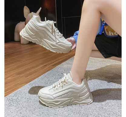 Two-Tone Platform Athletic Sneakers