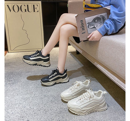 Two-Tone Platform Athletic Sneakers
