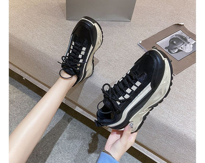 Two-Tone Platform Athletic Sneakers