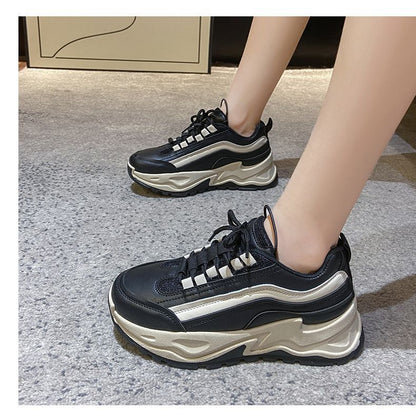 Two-Tone Platform Athletic Sneakers