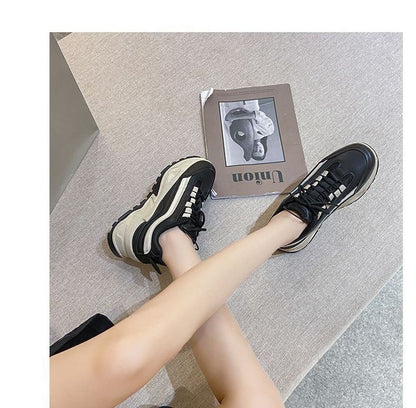 Two-Tone Platform Athletic Sneakers