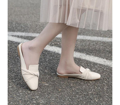 Twisted Flat Loafer Mules