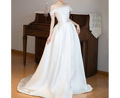 Off-Shoulder A-Line Wedding Dress