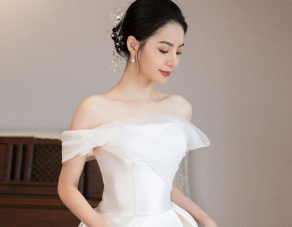 Off-Shoulder A-Line Wedding Dress