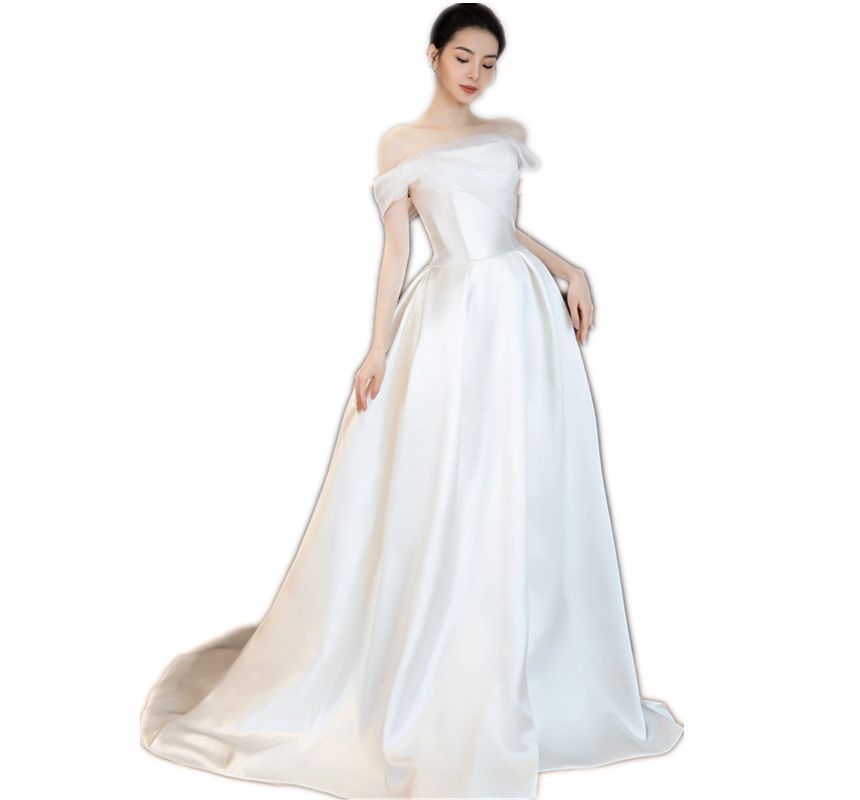 Off-Shoulder A-Line Wedding Dress