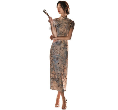 Floral Slit Midi Qipao