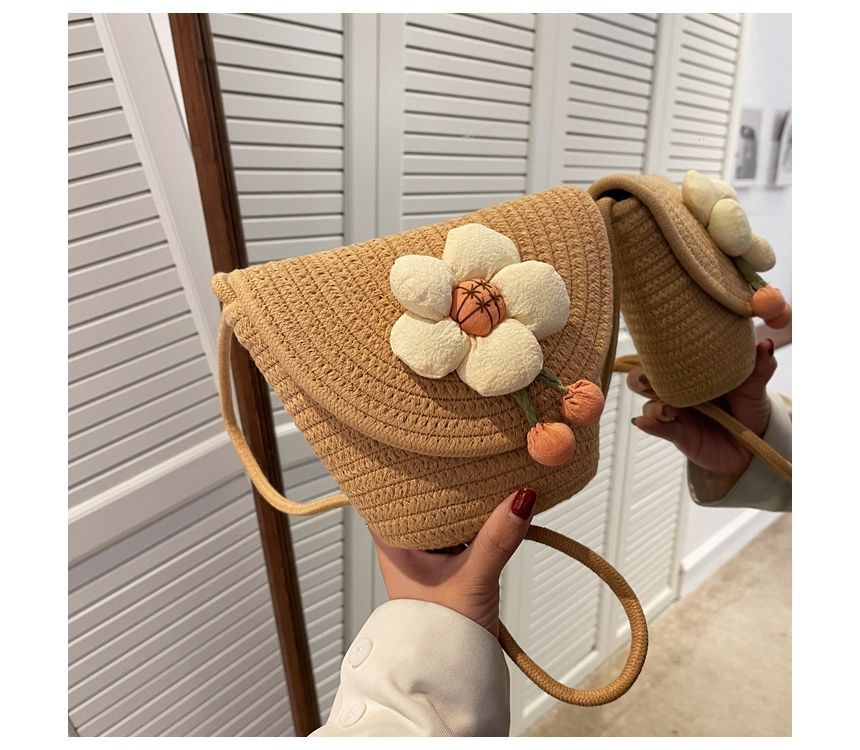 Flower Woven Crossbody Bag