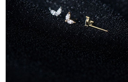 Rhinestone Leaf Stud Earring