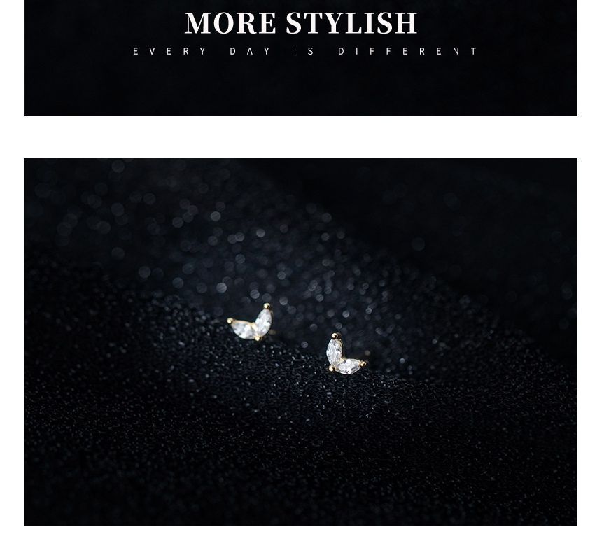 Rhinestone Leaf Stud Earring