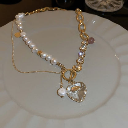 Rhinestone Faux Pearl Alloy Necklace