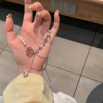 Rhinestone Faux Pearl Alloy Necklace