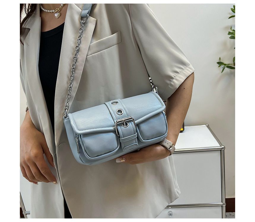 Chain Strap Buckled Shoulder Bag