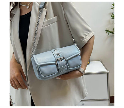 Chain Strap Buckled Shoulder Bag