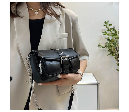 Chain Strap Buckled Shoulder Bag