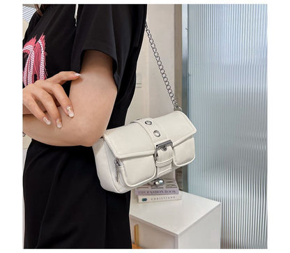 Chain Strap Buckled Shoulder Bag