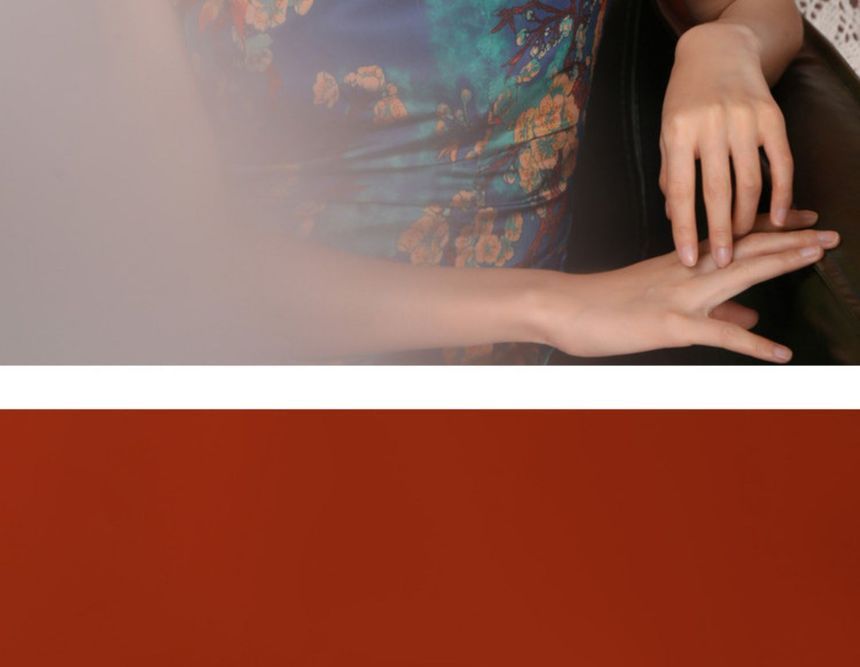 Cap-Sleeve Floral Print Midi Qipao