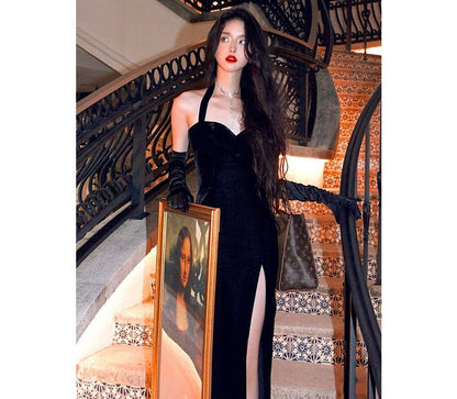 Spaghetti Strap Slit Midi Party Dress