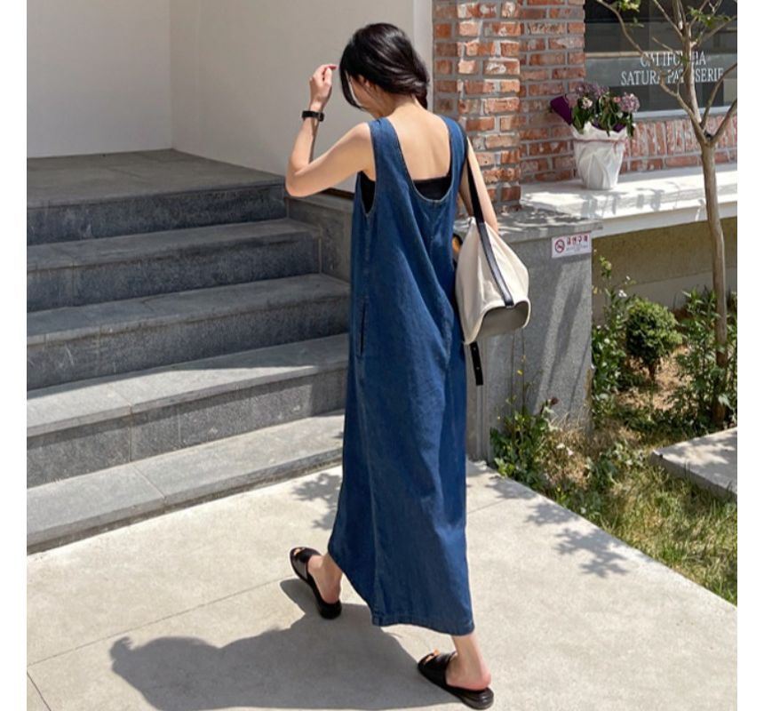 Sleeveless Denim Midi Dress