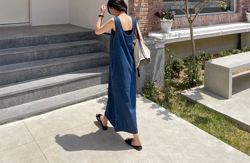 Sleeveless Denim Midi Dress