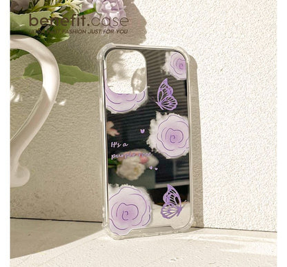 Flower Butterfly Mirrored Phone Case