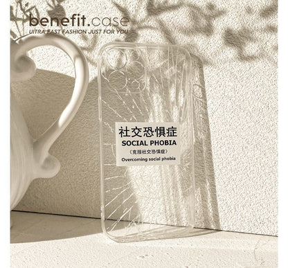 Chinese Characters Crack Print Transparent Phone Case